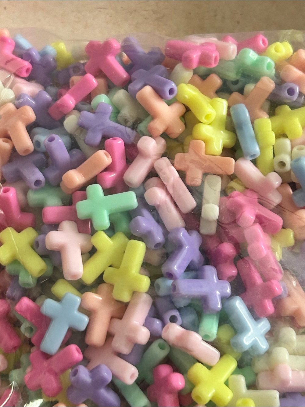 4/$100 Pastel religious Cross Beads Assorted Colors - Craft Supply